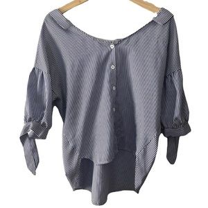 Tie back striped shirt